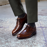 Tan Leather Wamria Brogue Wingtip Derby Shoes - Formal Shoes - AW24