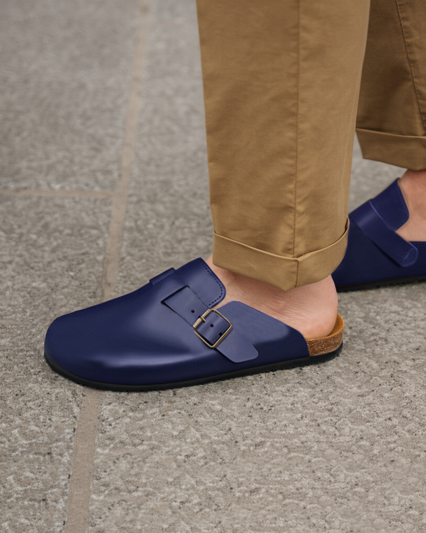 Blue Leather Pedestal Platforms Clogs - Summer 2024 Collection