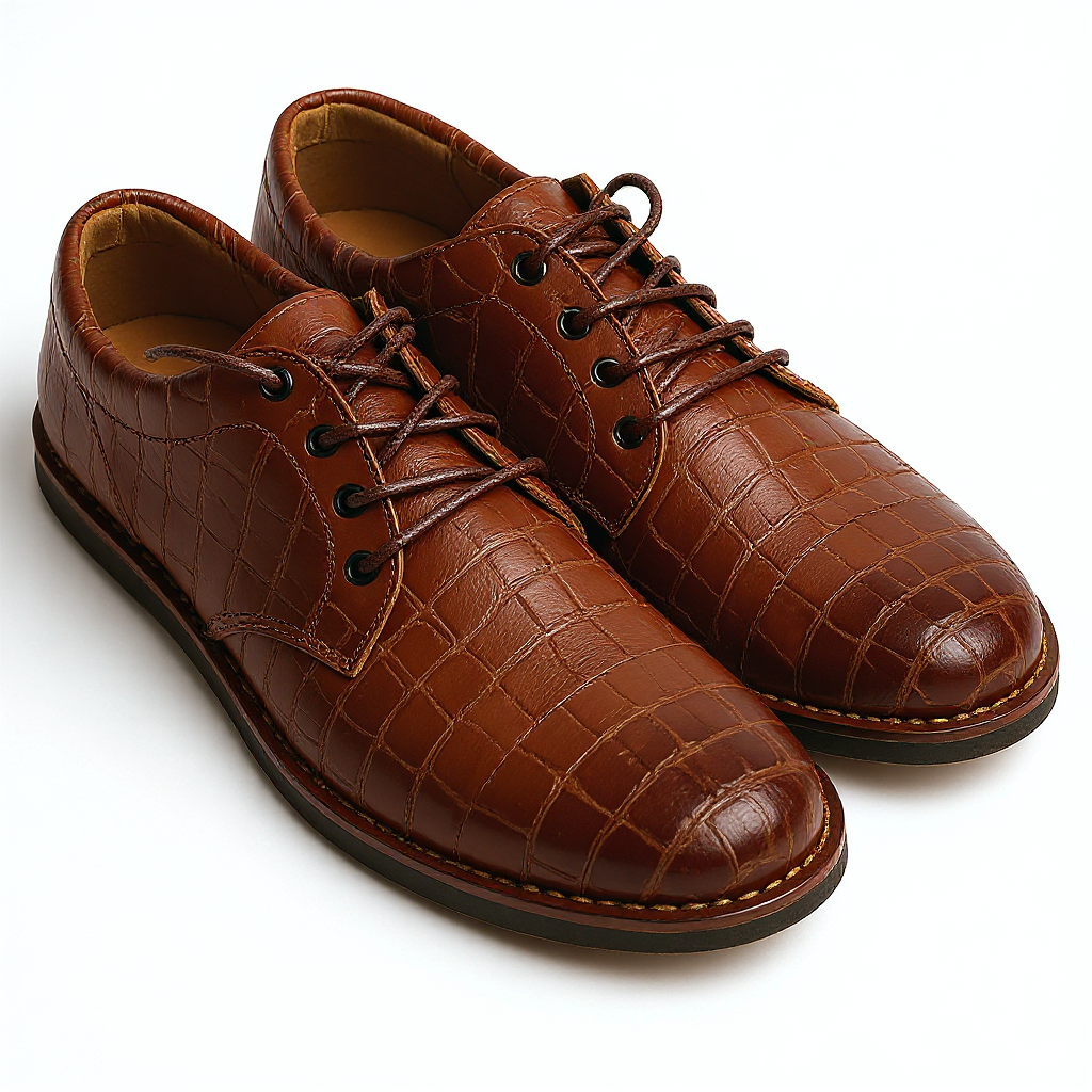 Brown Croc Print Leather Divino Barefoot Sneakers