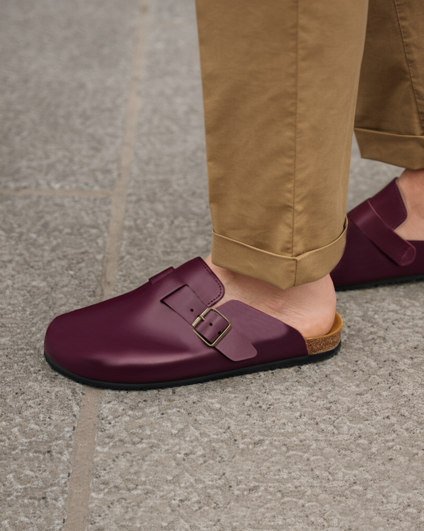 Burgundy Leather Pedestal Platforms Clogs - Summer 2024 Collection