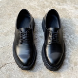 Black Leather Cantidio With Thick Sole Oxford Shoe: The Royale Collection