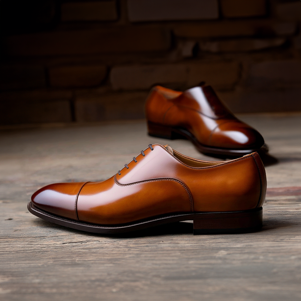 Tan Leather Woodford Balmoral Toe Cap Oxfords - Formal Shoes