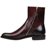 Brown Ruby Leather Draven Zipper Boots - AW24
