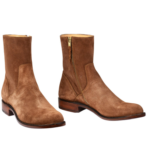 Tan Suede Draven Zipper Boots - AW24