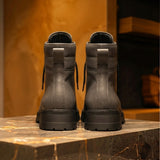 Grey Leather Elvio Combat Boot