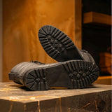 Grey Leather Elvio Combat Boot