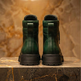Green Leather Elvio Combat Boot
