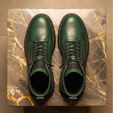 Green Leather Elvio Combat Boot