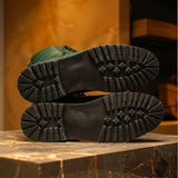 Green Leather Elvio Combat Boot