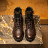 Brown Leather Elvio Combat Boot