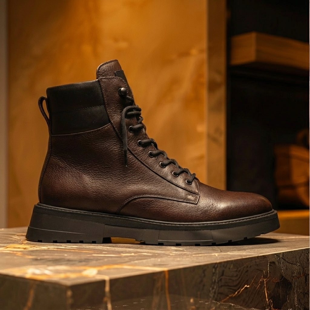 Brown Leather Elvio Combat Boot