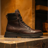 Brown Leather Elvio Combat Boot