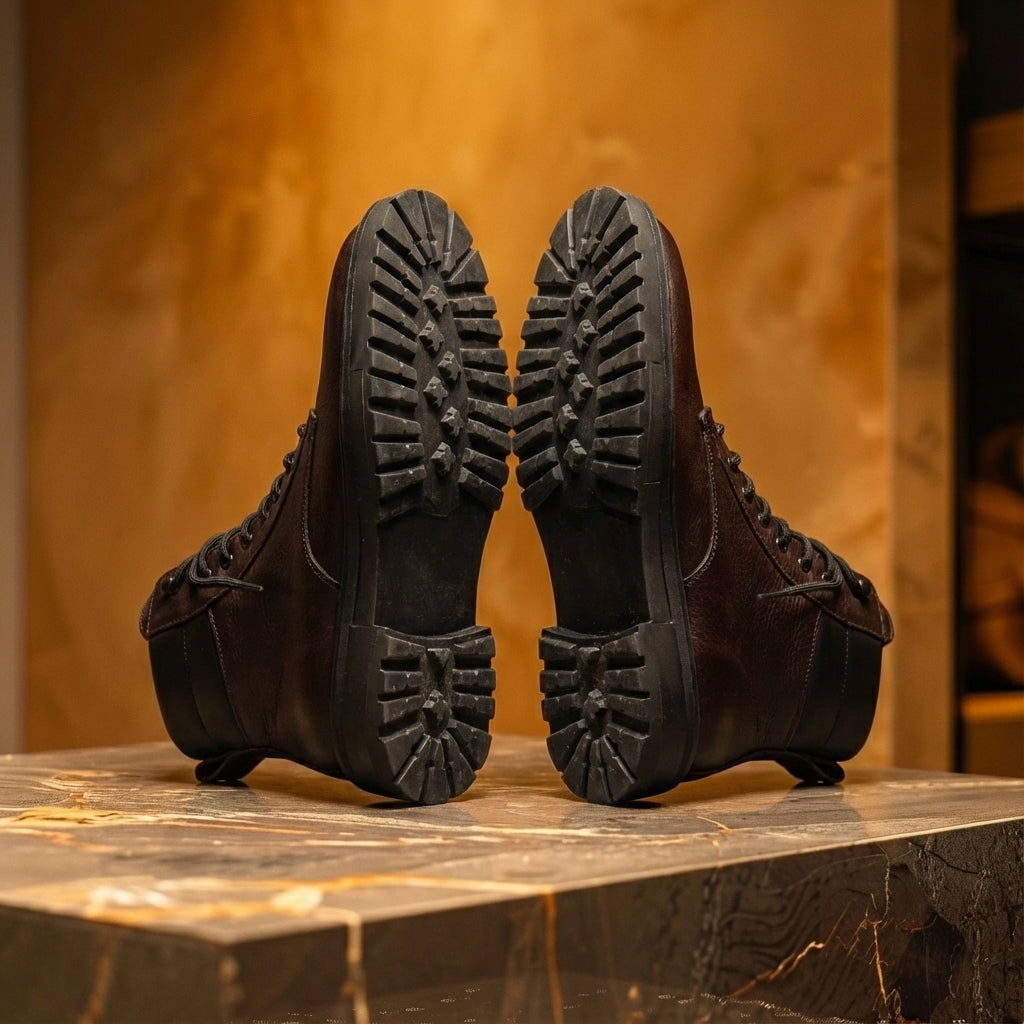 Brown Leather Elvio Combat Boot