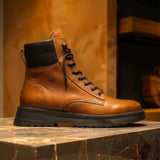 Tan Leather Elvio Combat Boot