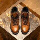 Tan Leather Elvio Combat Boot