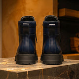 Blue Leather Elvio Combat Boot
