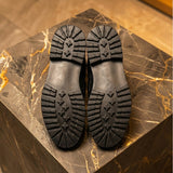 Black Croc Print Leather Elvio Combat Boot