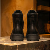 Black Leather Elvio Combat Boot