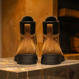 Tan Suede Leather Elvio Combat Boot