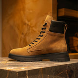 Tan Suede Leather Elvio Combat Boot