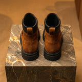 Brown Suede Leather Elvio Combat Boot