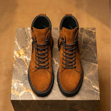 Brown Suede Leather Elvio Combat Boot