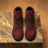 Burgundy Suede Leather Elvio Combat Boot