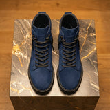 Blue Suede Leather Elvio Combat Boot