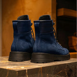 Blue Suede Leather Elvio Combat Boot