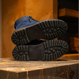Blue Suede Leather Elvio Combat Boot