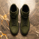 Green Suede Leather Elvio Combat Boot