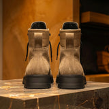 Beige Suede Leather Elvio Combat Boot