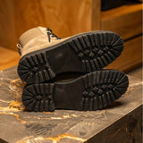 Beige Suede Leather Elvio Combat Boot