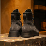 Grey Suede Leather Elvio Combat Boot