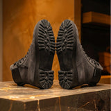 Grey Suede Leather Elvio Combat Boot