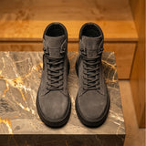 Grey Suede Leather Elvio Combat Boot