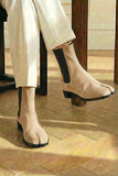 Cream Suede Leather Amino With Split Toe Chelsea Boot