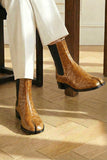 Tan Croc Print Leather Amino With Split Toe Chelsea Boot
