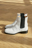 White Suede Leather Amino With Split Toe Chelsea Boot