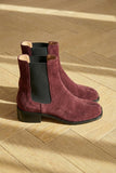 Burgundy Suede Leather Amino With Split Toe Chelsea Boot