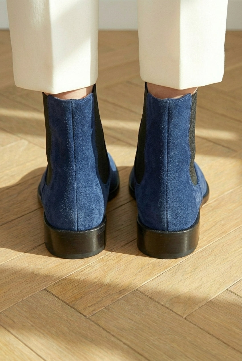 Blue Suede Leather Amino With Split Toe Chelsea Boot