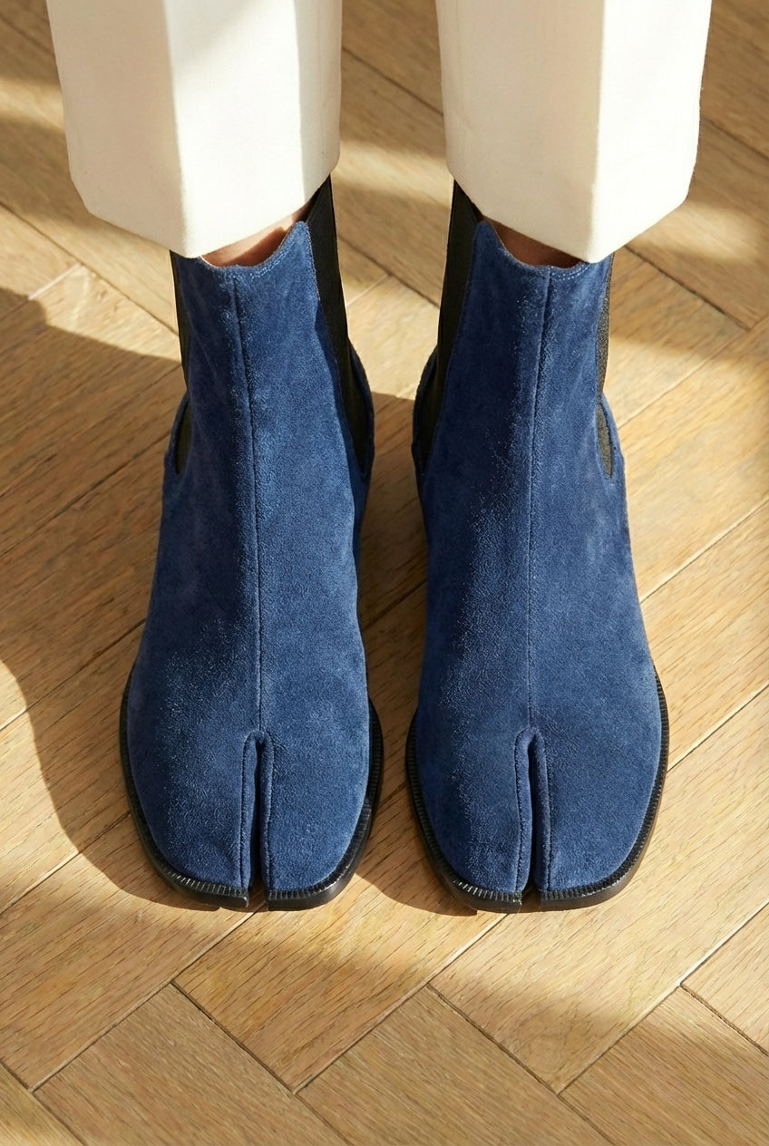 Blue Suede Leather Amino With Split Toe Chelsea Boot