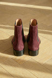 Burgundy Suede Leather Amino With Split Toe Chelsea Boot