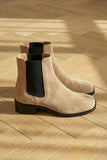 Cream Suede Leather Amino With Split Toe Chelsea Boot