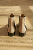 Cream Suede Leather Amino With Split Toe Chelsea Boot