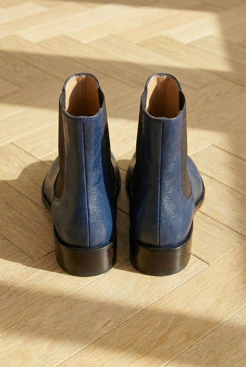 Blue Leather Amino With Split Toe Chelsea Boot