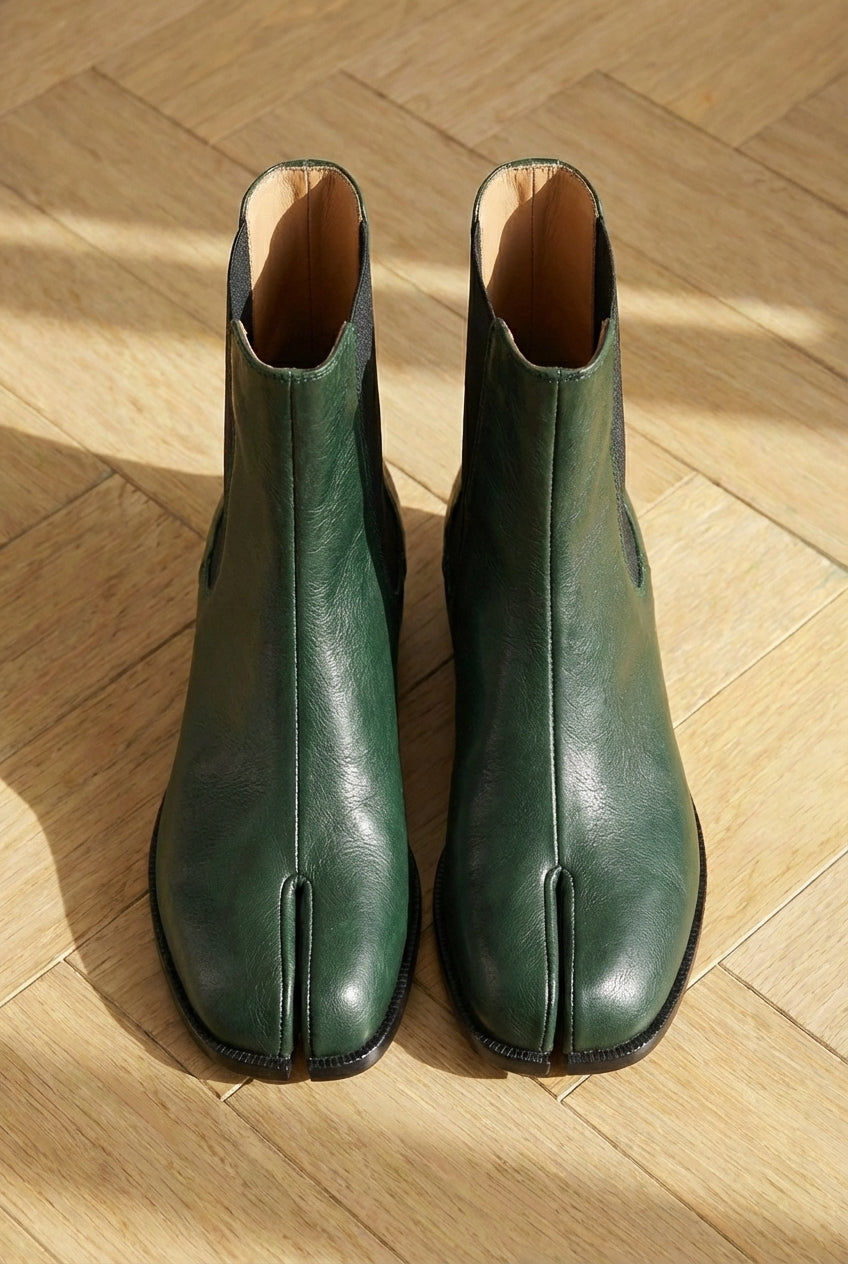 Green Leather Amino With Split Toe Chelsea Boot
