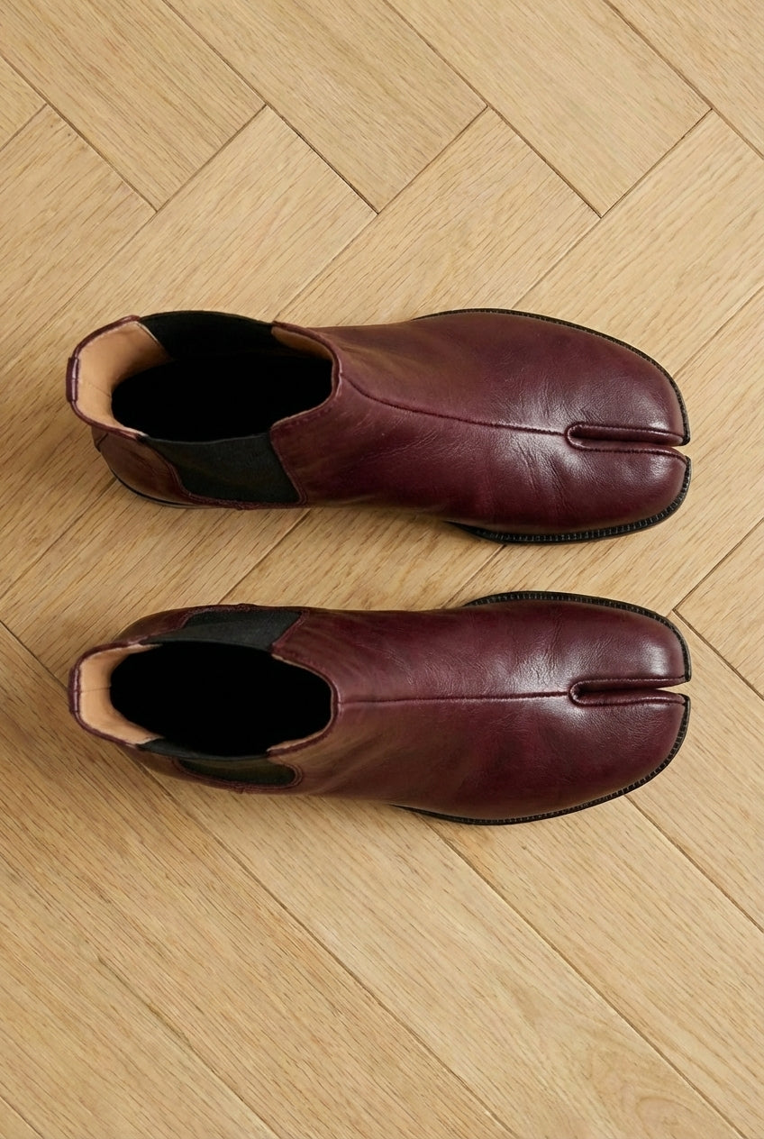 Burgundy Leather Amino With Split Toe Chelsea Boot