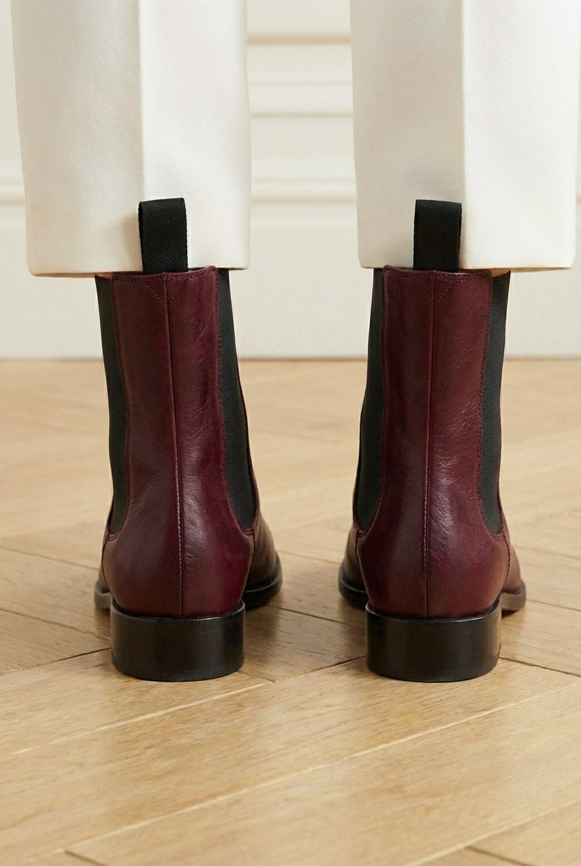 Burgundy Leather Amino With Split Toe Chelsea Boot