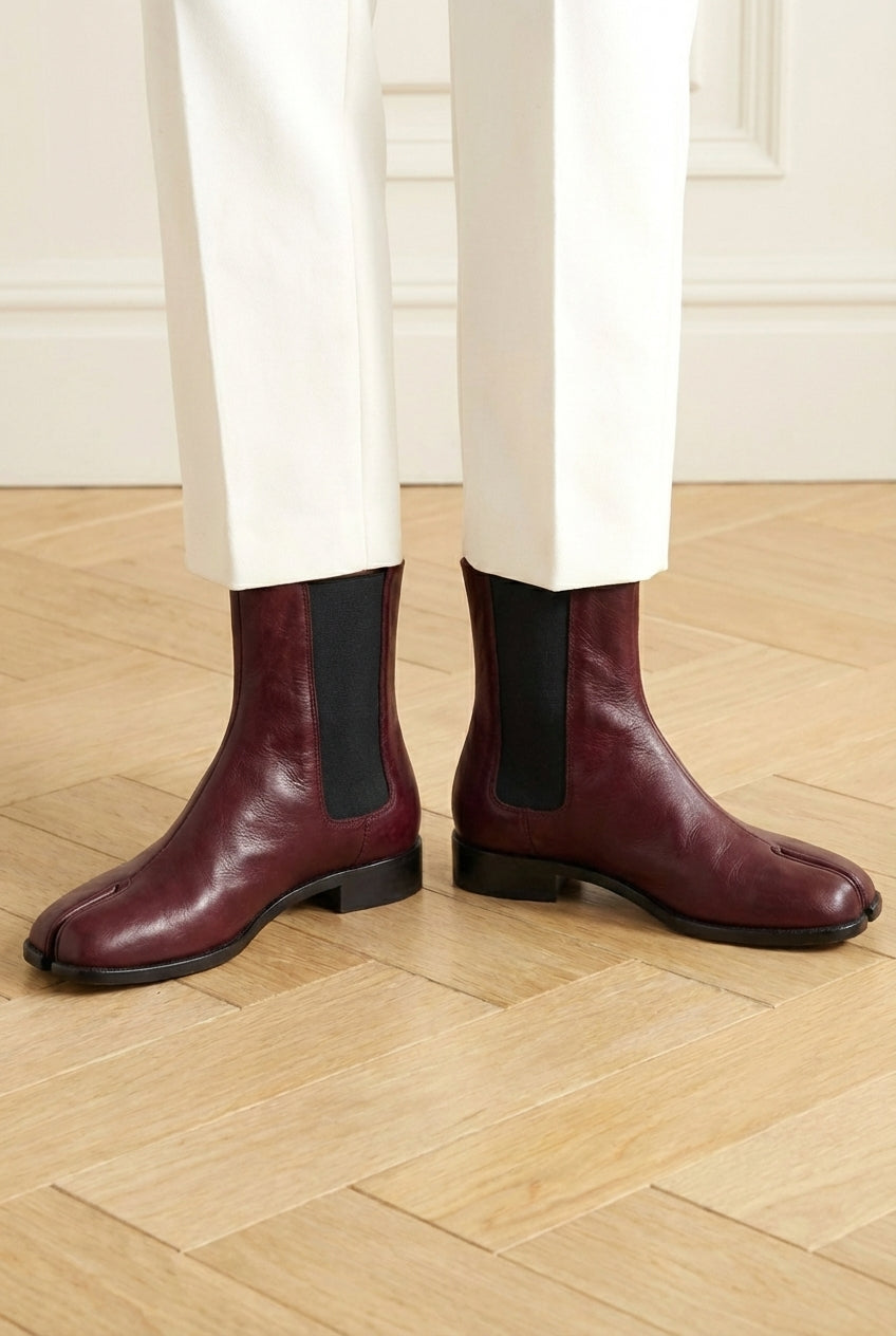 Burgundy Leather Amino With Split Toe Chelsea Boot